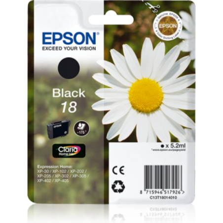 Pack 4 cartouches Epson 18 noir et couleurs pour imprimantes jet d'encre -  Cartouches jet d'encre Epson