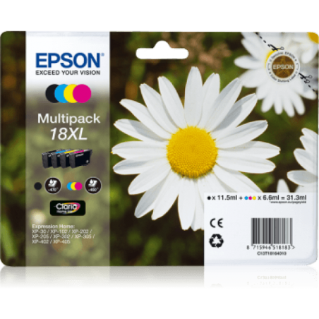 Epson T1816XL Paquerette - Pack de 4 - à rendement élevé - noire, cyan, magenta, jaune - originale - cartouche d'encre