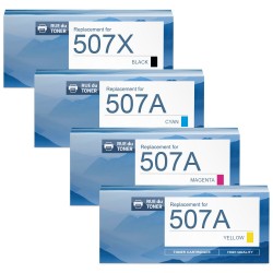 Toner équivalent à HP Multipack 507A Pack de 4 Noir, Jaune, Cyan, Magenta