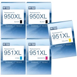 Pack de 5 cartouches imprimantes compatibles HP 950XL/951XL Noir, Jaune, Cyan, Magenta