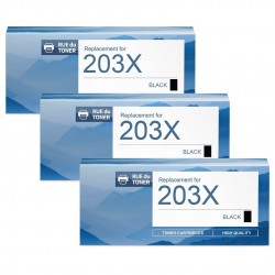 Toner équivalent à HP 203X Pack de 3 Noir