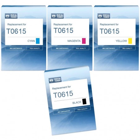 Cartouche d'encre équivalent à Epson T0615 Multipack Pack de 4 Noir, Jaune, Cyan, Magenta