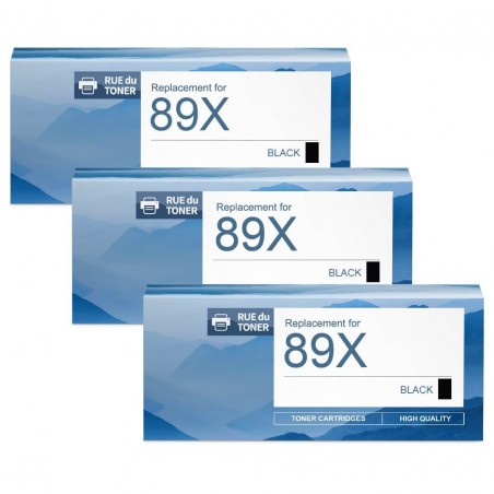 Toner équivalent à HP 89X Pack de 3 Noir - AVEC PUCE