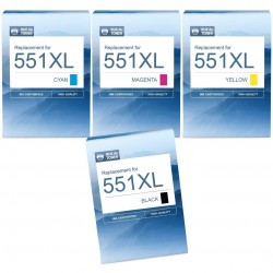 Compatible Canon 551XL cartouche d'encre Pack de 4 pour Canon PIXMA iP7250/ 8750, iX6850, MG 5450/ 5550/ 5650/ 6350/ 6450/ 6650/