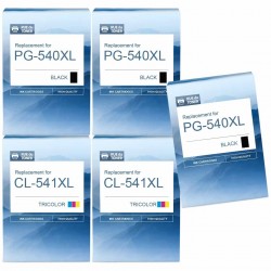 Pack de 5 Canon PG-540XL CL-541XL cartouches d'encre compatibles