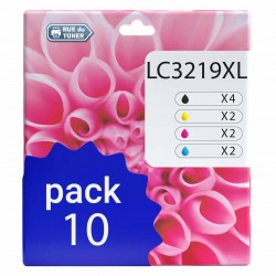 Pack de 10 Brother LC3219XL cartouches d'encre compatibles