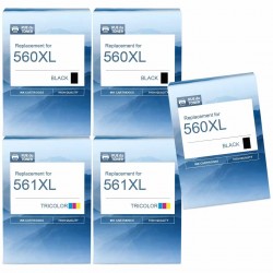 Pack de 5 cartouches compatibles PG-560XL CL-561XL Canon 3 noirs, 2 couleurs