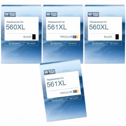 Pack de 4 cartouches compatibles PG-560XL CL-561XL Canon 2 noirs, 2 couleurs